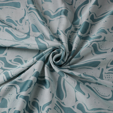 Blue - kutch batik modal silk fabric 27 - handcrafted