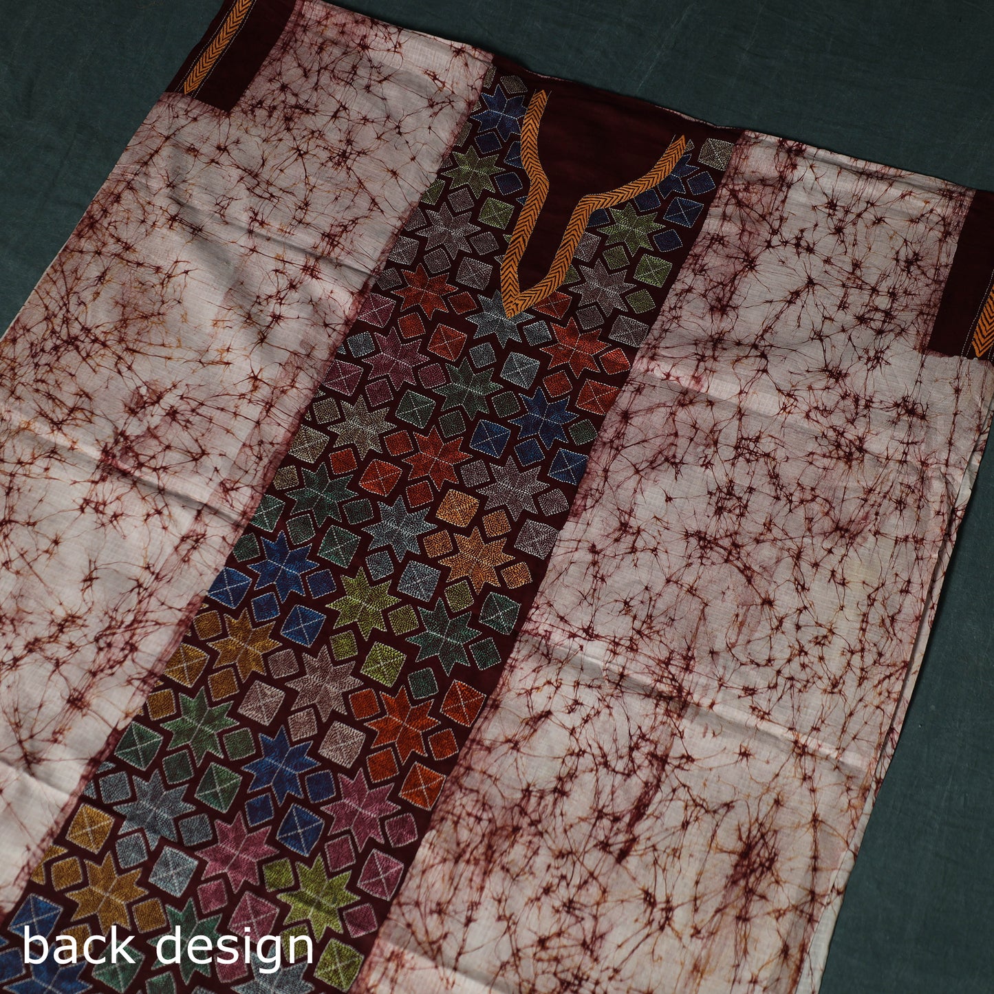 Bengal Kantha Work Cotton Unstitched Batik Print Kurta Material (2.5m) 04
