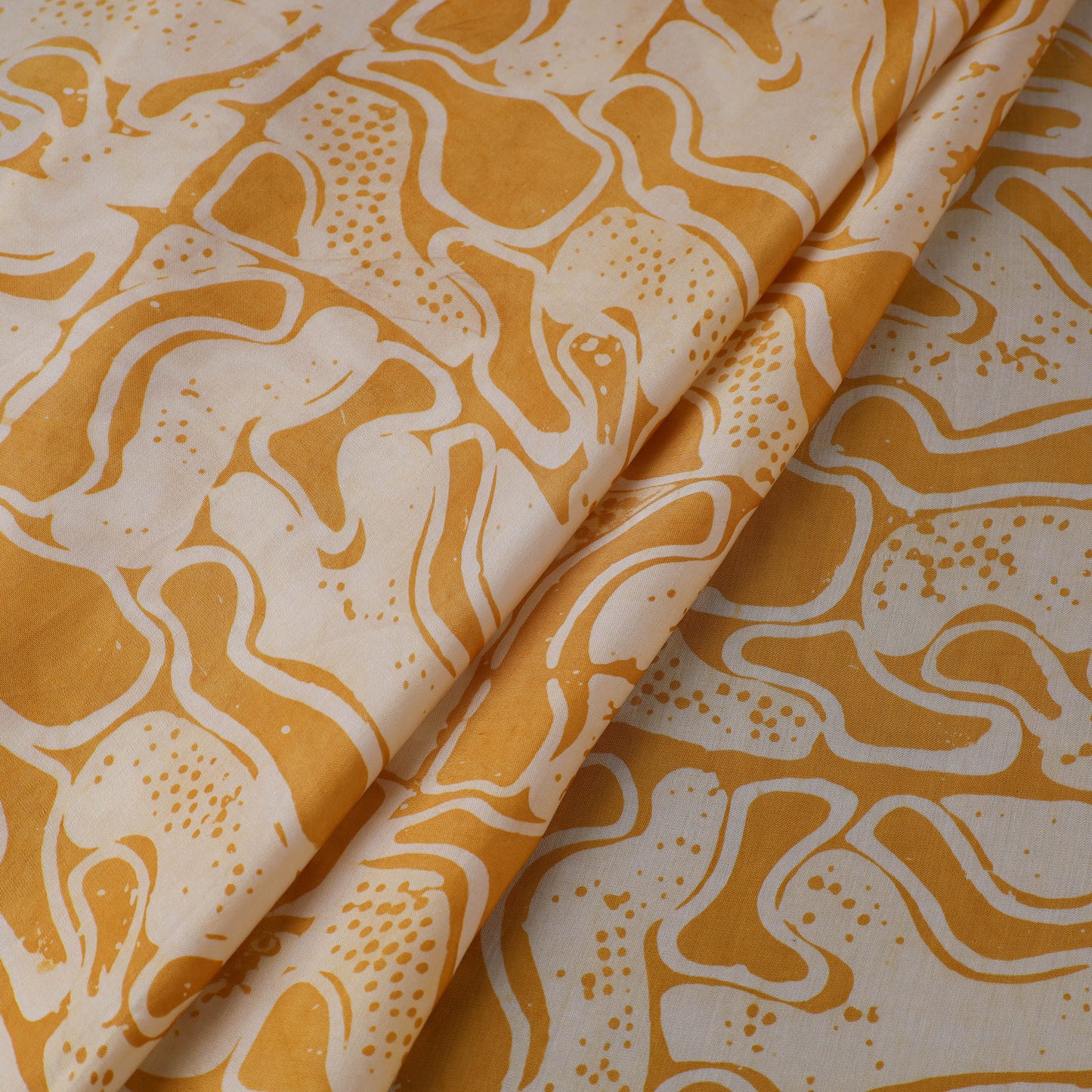 Yellow - kutch batik modal silk fabric 25 - handcrafted