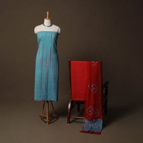 Shibori Tie-Dye Cotton 3pc Unstitched Dress Material Suit Set 20