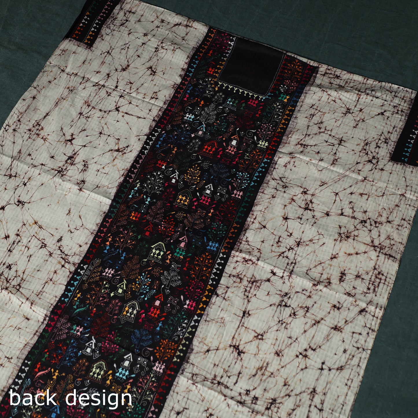 Bengal Kantha Work Cotton Unstitched Batik Print Kurta Material (2.5m) 03
