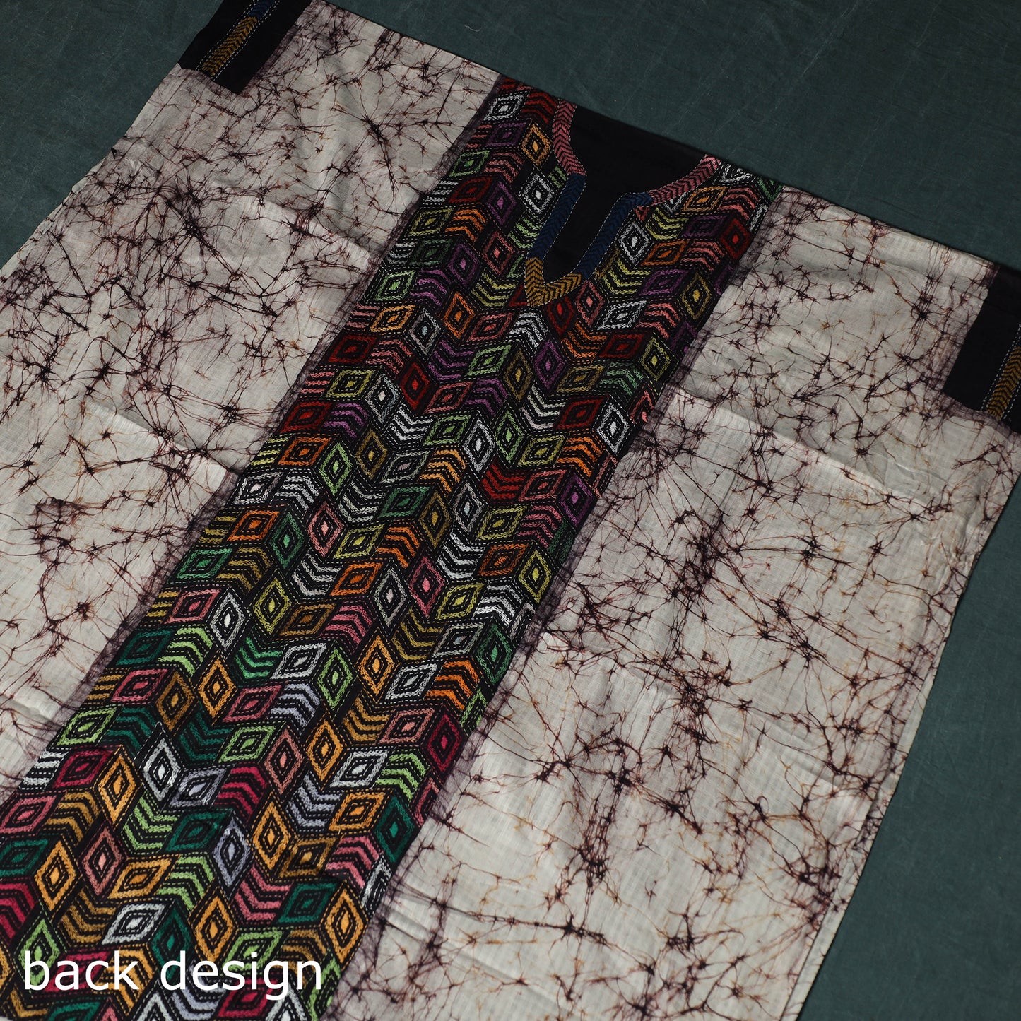 Bengal Kantha Work Cotton Unstitched Batik Print Kurta Material (2.5m) 01