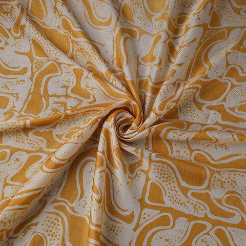 Yellow - kutch batik modal silk fabric 25 - handcrafted