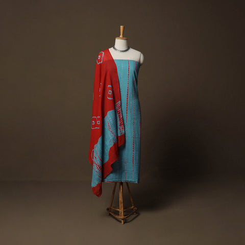 Shibori Tie-Dye Cotton 3pc Unstitched Dress Material Suit Set 20