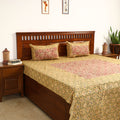 Buy Kalamkari Block Printed Patchwork Cotton Double Bed Cover With Pillow Covers Online at iTokri.com
