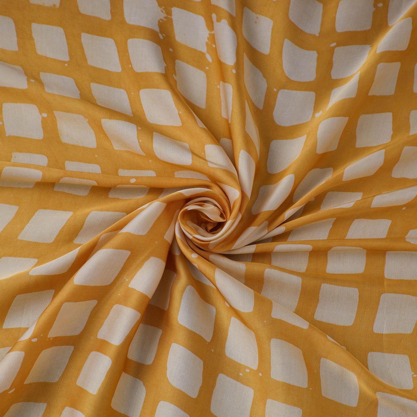 Yellow - kutch batik modal silk fabric 24 - handcrafted