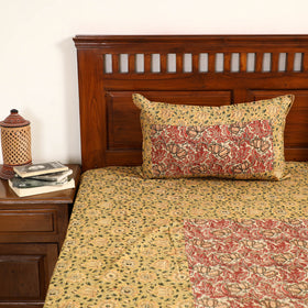 Buy Kalamkari Block Printed Patchwork Cotton Double Bed Cover With Pillow Covers Online at iTokri.com