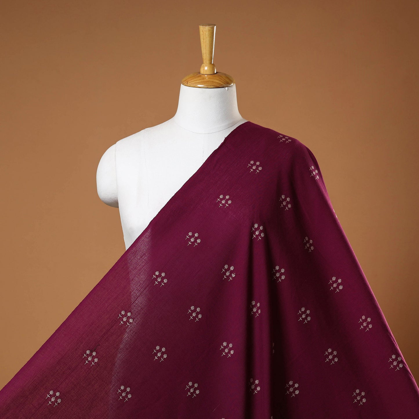 Maroon - prewashed cotton jacquard fabric 52 - handcrafted