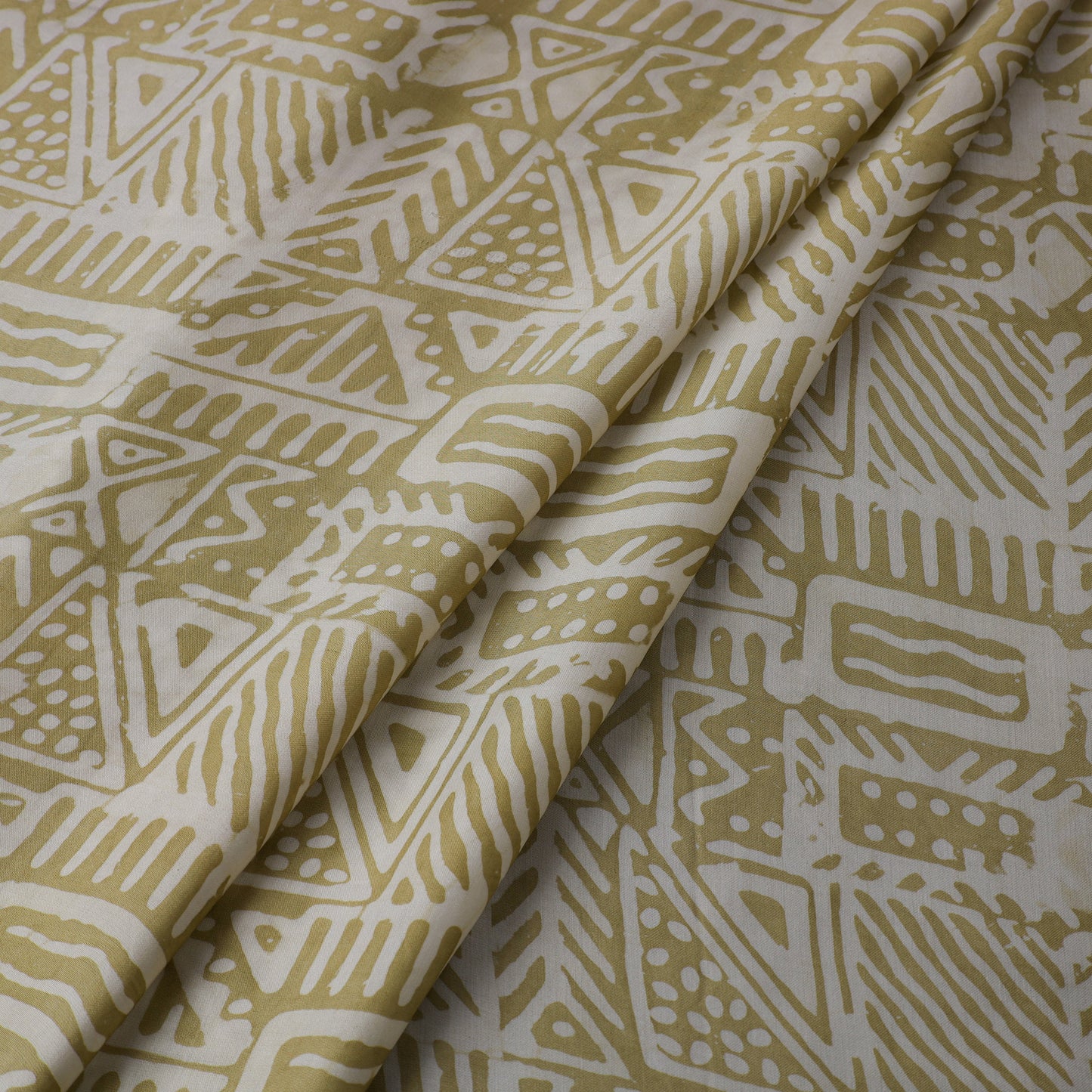 Green - kutch batik modal silk fabric 22 - handcrafted