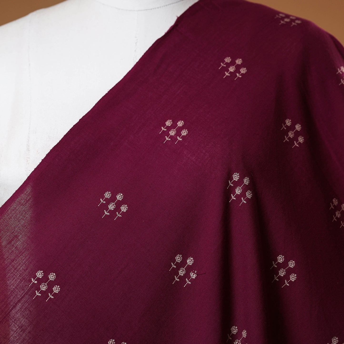Maroon - prewashed cotton jacquard fabric 52 - handcrafted