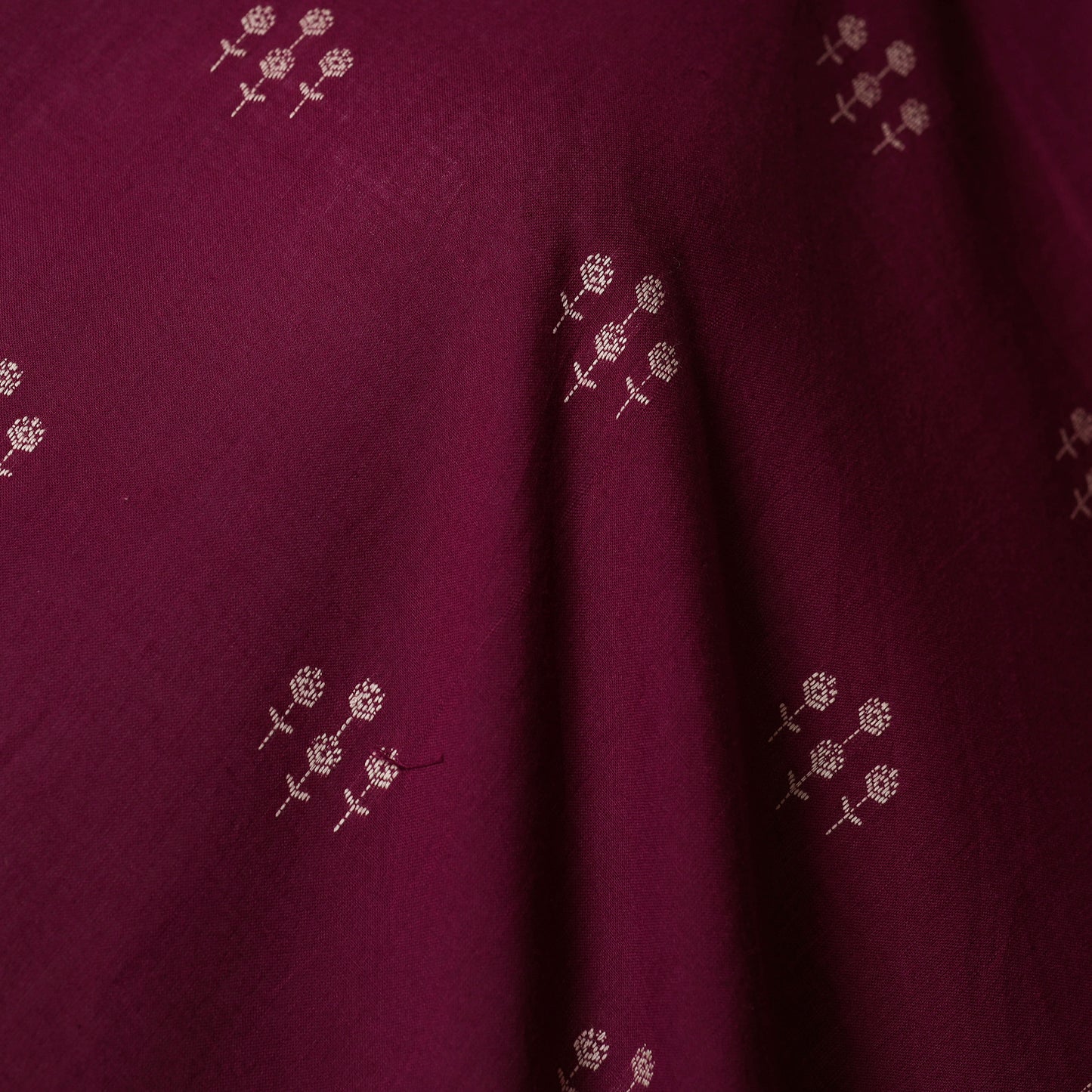Maroon - prewashed cotton jacquard fabric 52 - handcrafted
