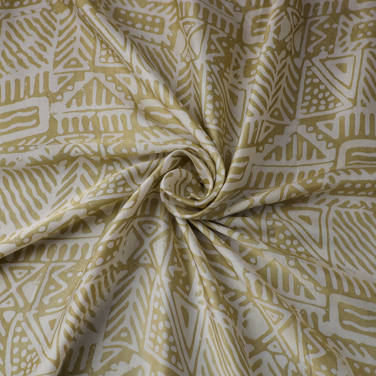 Green - kutch batik modal silk fabric 22 - handcrafted