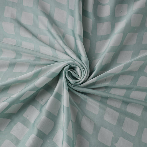 Green - kutch batik modal silk fabric 20 - handcrafted