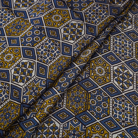 Natural Dyed Block Print Modal Silk Ajrakh Fabric