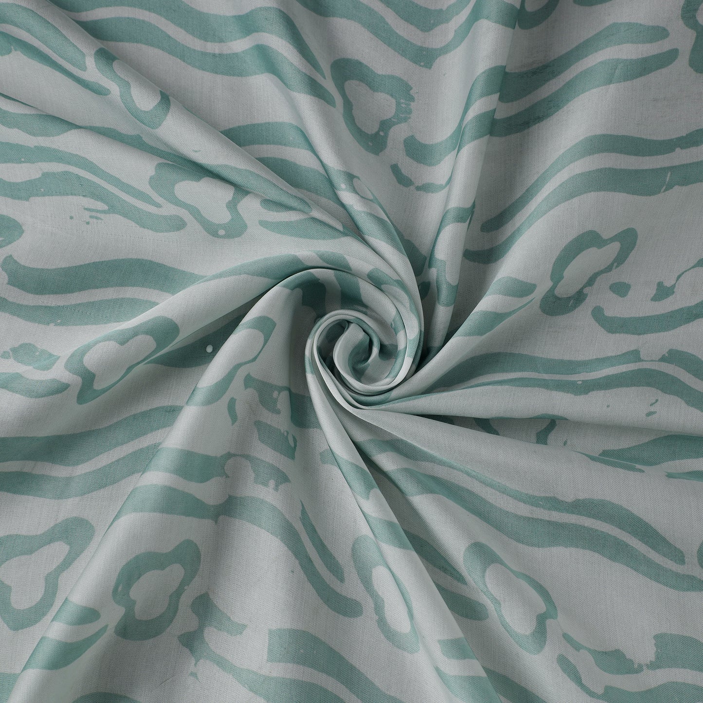 Green - kutch batik modal silk fabric 19 - handcrafted