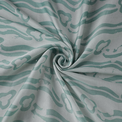 Green - kutch batik modal silk fabric 19 - handcrafted