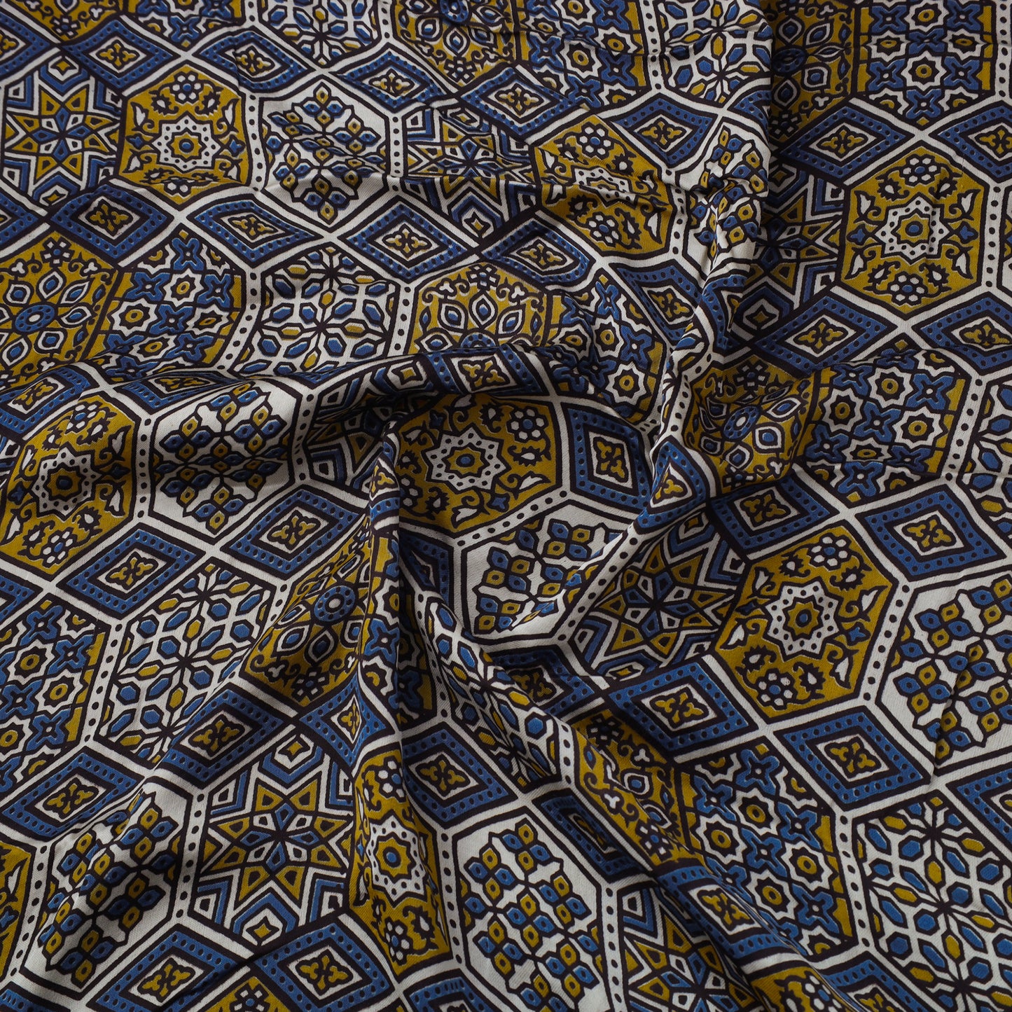 Natural Dyed Block Print Modal Silk Ajrakh Fabric