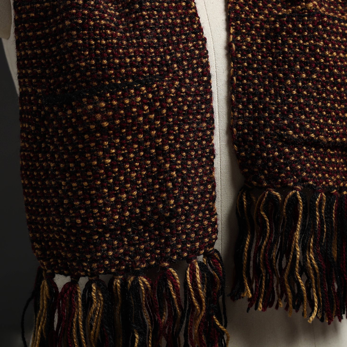 Brown - Kumaun Hand Knitted Woolen Muffler with Pockets 88