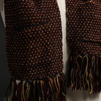 Brown - Kumaun Hand Knitted Woolen Muffler with Pockets 88