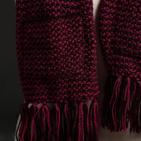 Pink - Kumaun Hand Knitted Woolen Muffler with Pockets 89