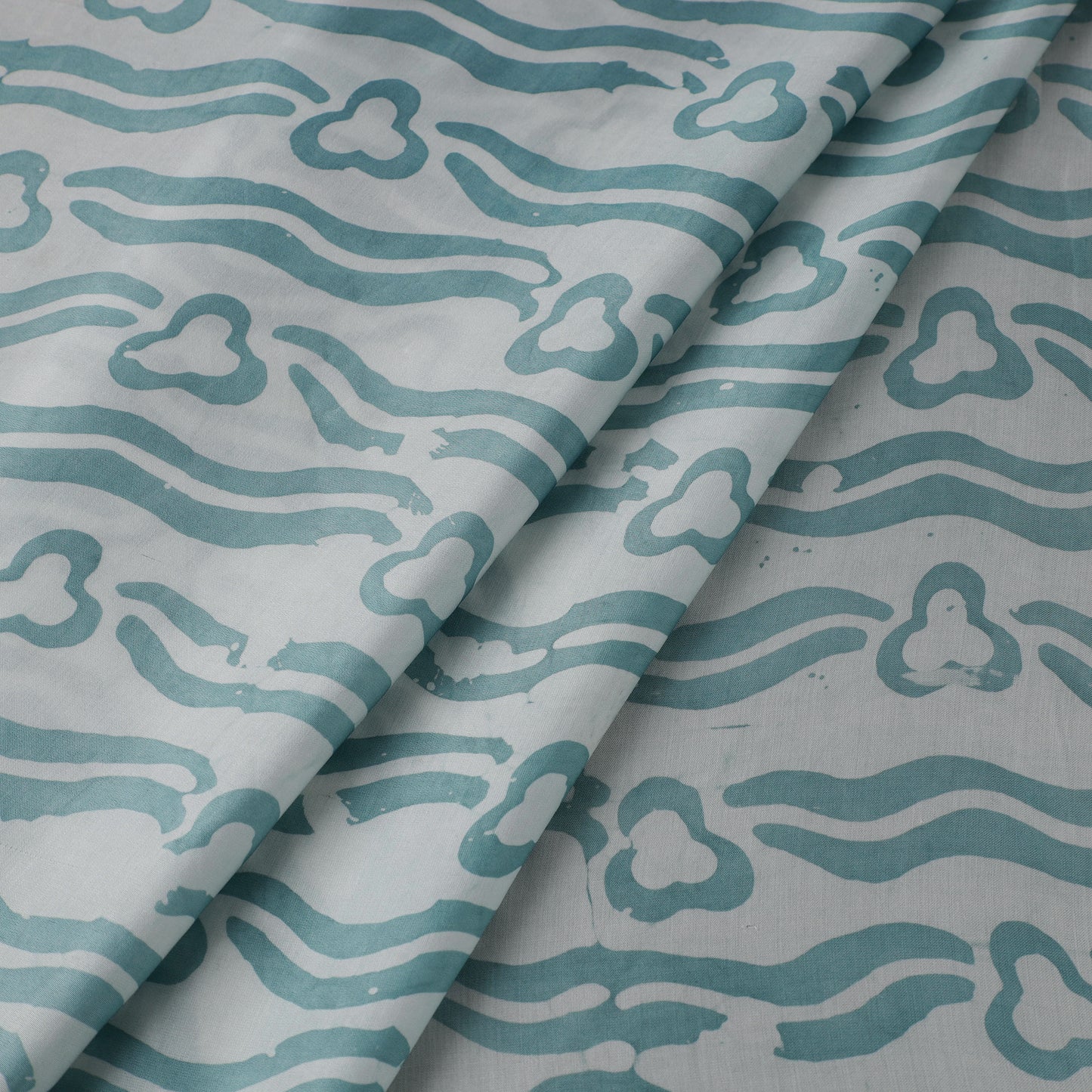 Blue - kutch batik modal silk fabric 17 - handcrafted