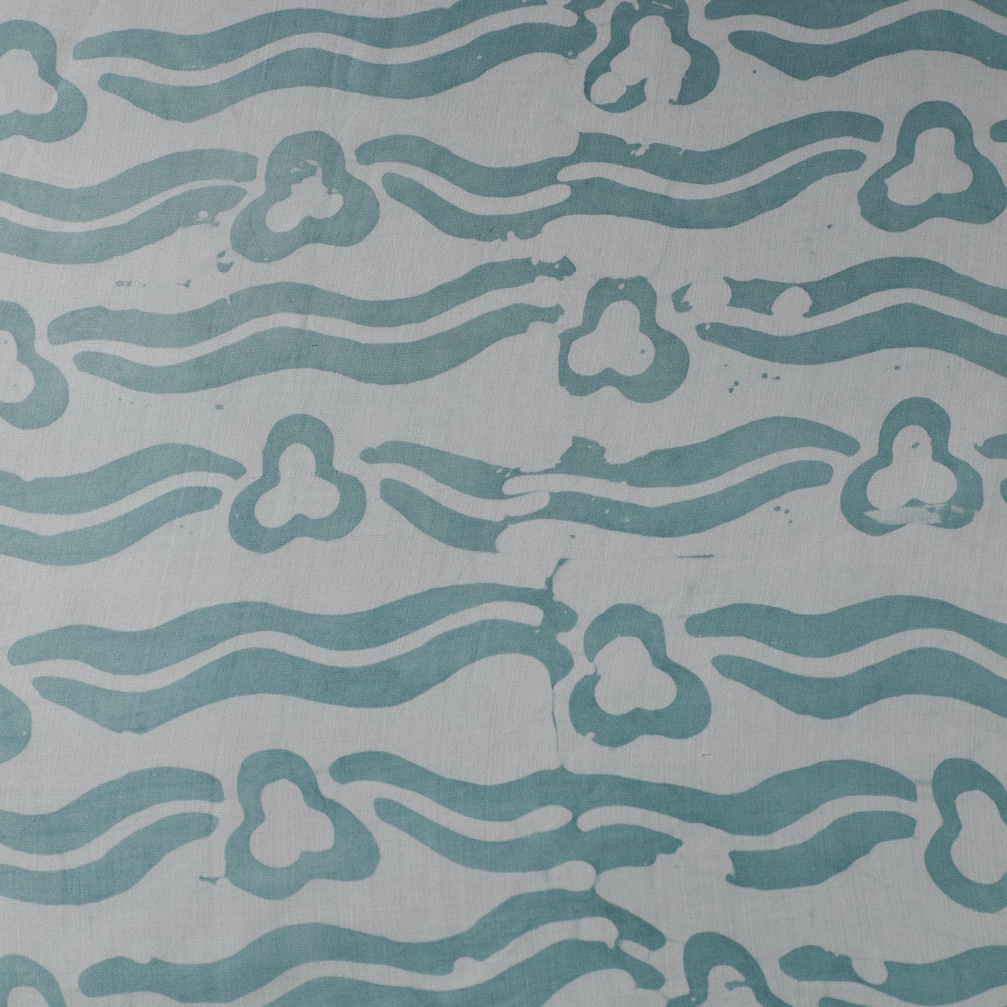 Blue - kutch batik modal silk fabric 17 - handcrafted