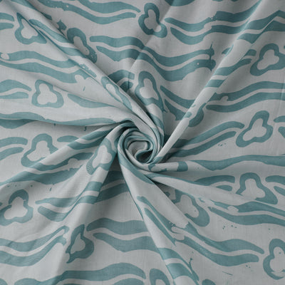 Blue - kutch batik modal silk fabric 17 - handcrafted