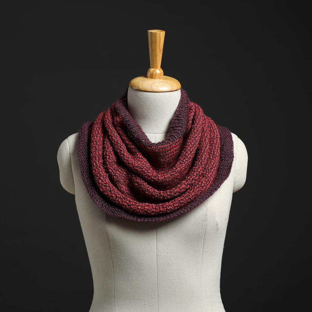 Maroon - Kumaun Hand Knitted Woolen Cowl 91