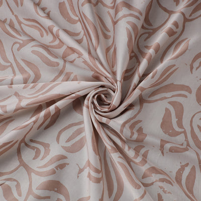 Brown - kutch batik modal silk fabric 15 - handcrafted