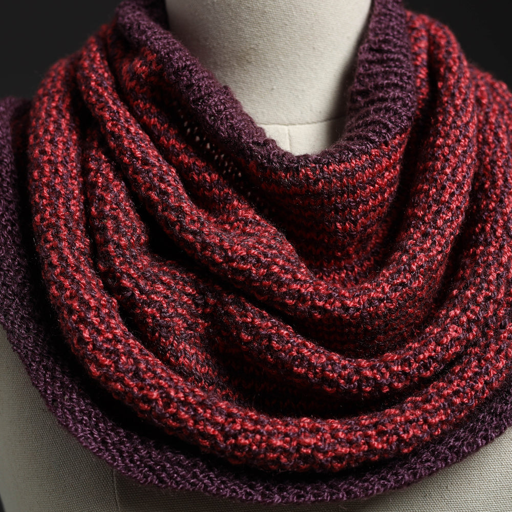 Maroon - Kumaun Hand Knitted Woolen Cowl 91