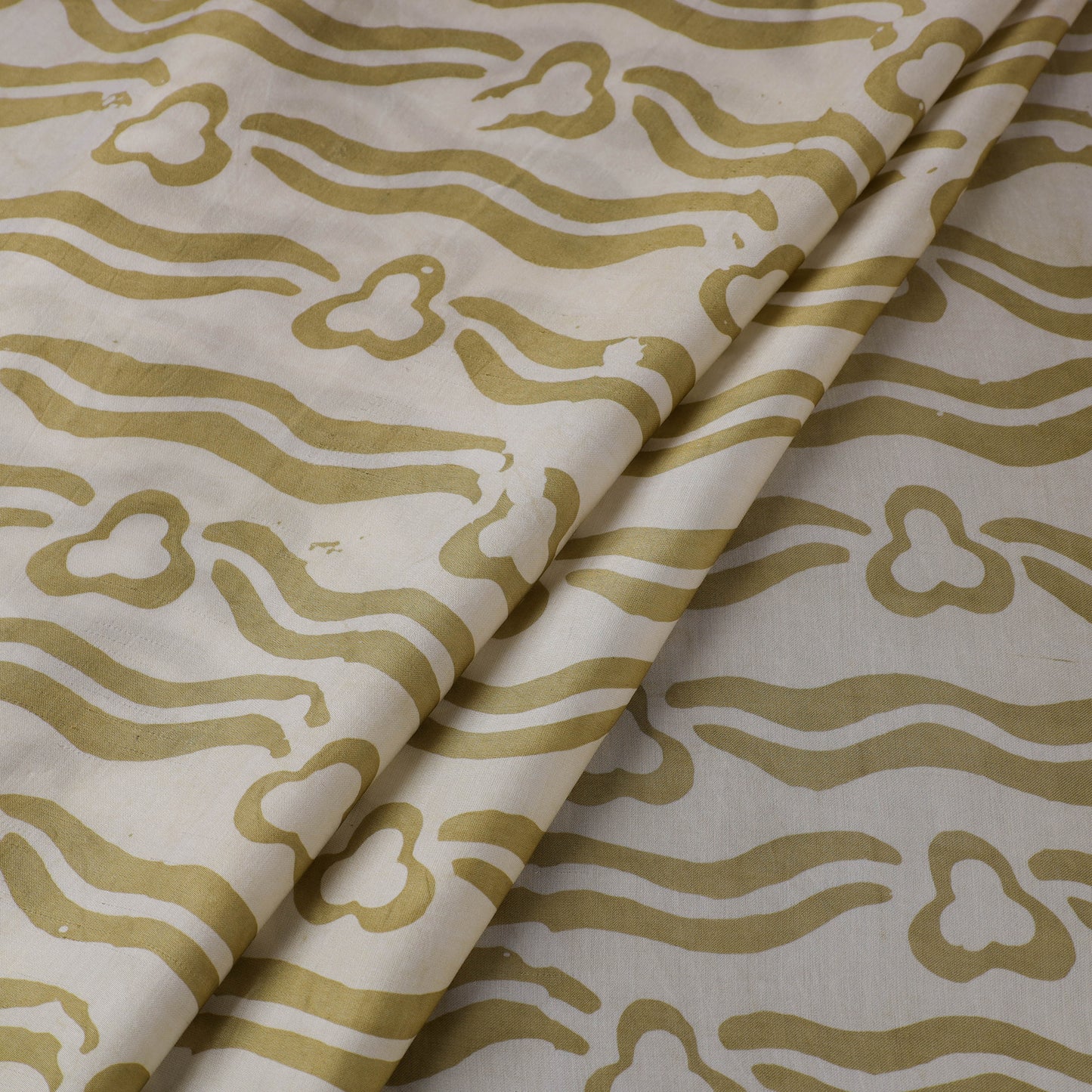 Green - kutch batik modal silk fabric 14 - handcrafted