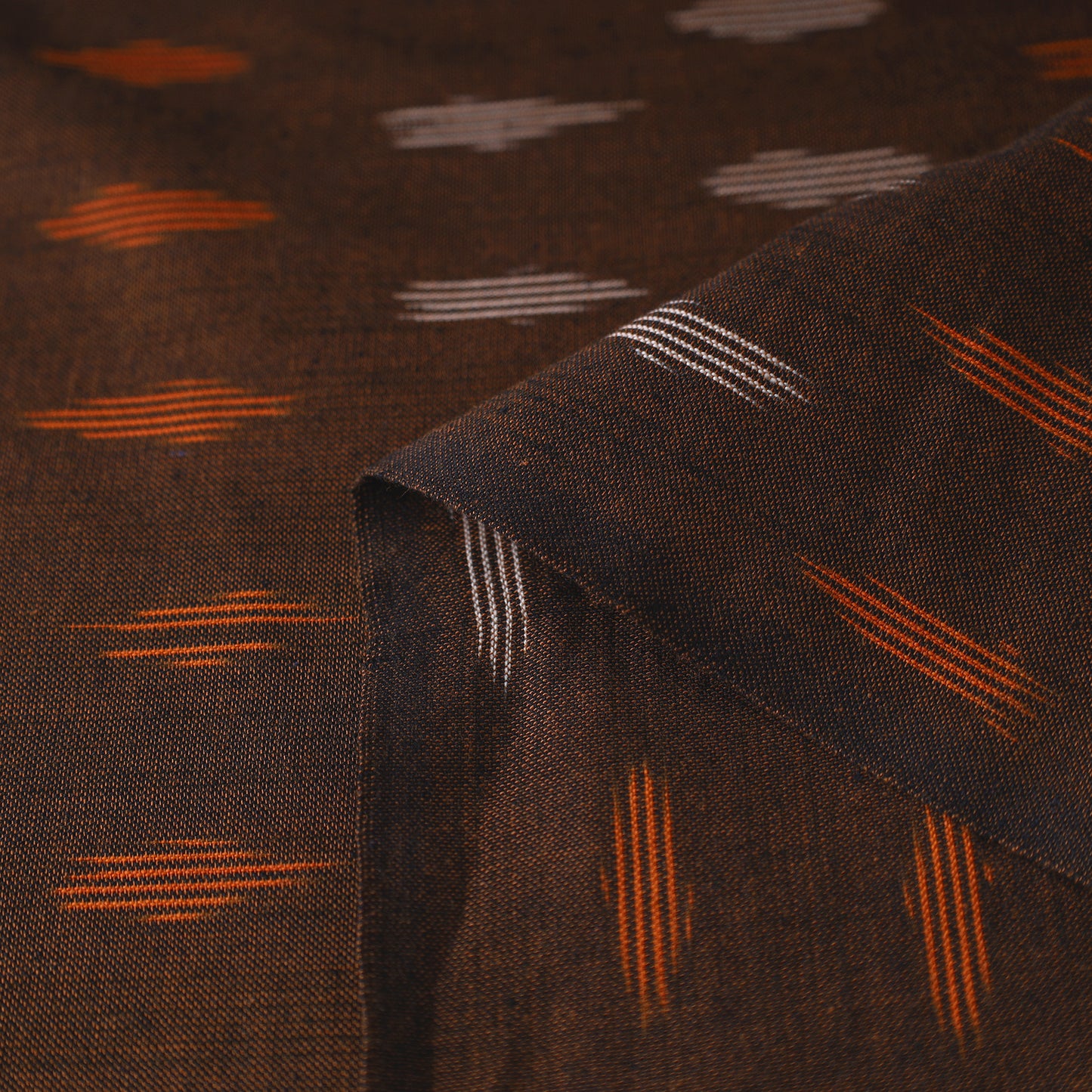 Brown - Pochampally Ikat Weave Cotton Fabric 12