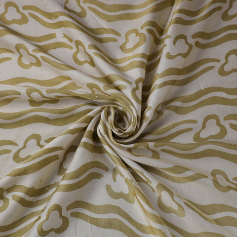 Green - kutch batik modal silk fabric 14 - handcrafted