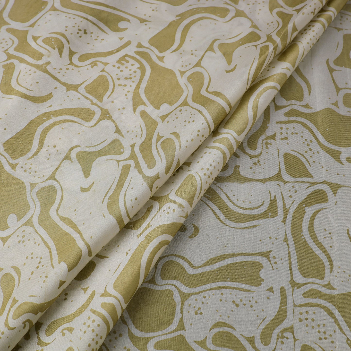 Green - kutch batik modal silk fabric 13 - handcrafted