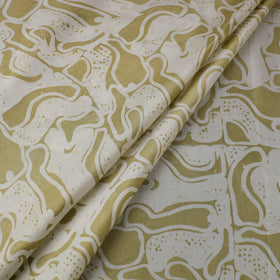 Green - kutch batik modal silk fabric 13 - handcrafted