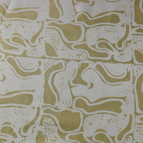 Green - kutch batik modal silk fabric 13 - handcrafted