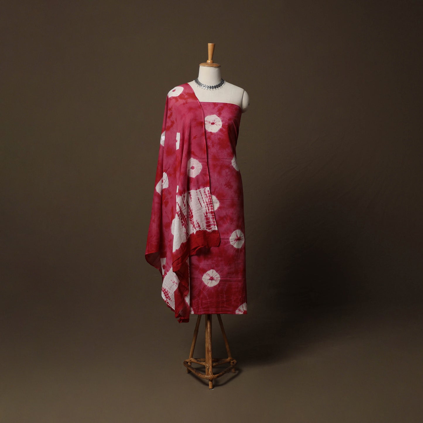Shibori Tie-Dye Cotton 3pc Unstitched Dress Material Suit Set 06