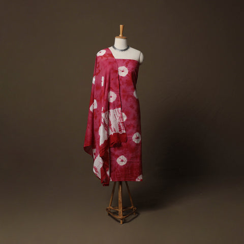 Shibori Tie-Dye Cotton 3pc Unstitched Dress Material Suit Set 06