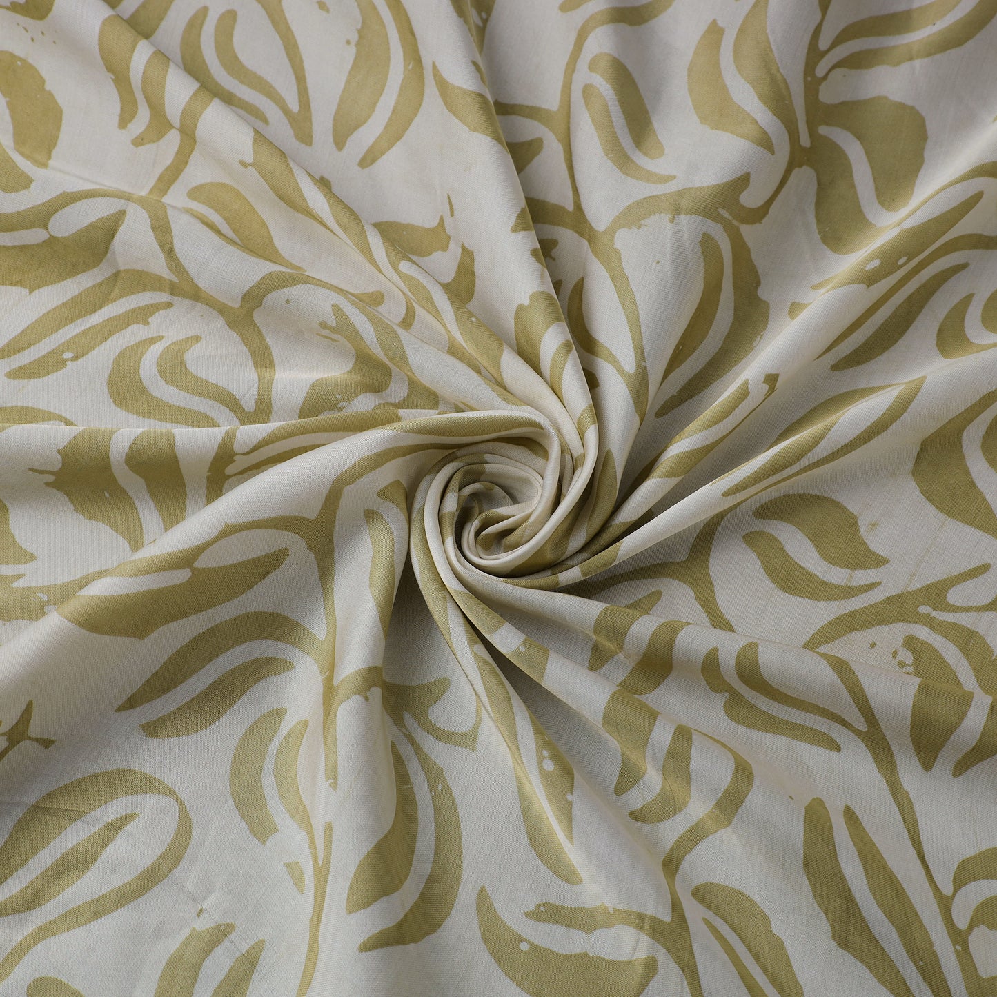 Green - kutch batik modal silk fabric 12 - handcrafted