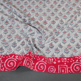 Grey Block Print Cotton Sanganeri Blouse Piece