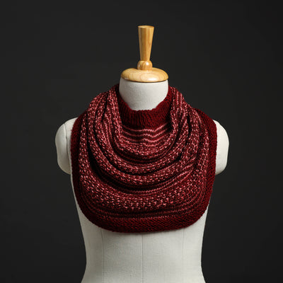 Maroon - Kumaun Hand Knitted Woolen Cowl 97