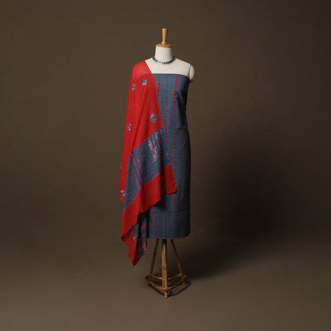 Shibori Tie-Dye Cotton 3pc Unstitched Dress Material Suit Set 09
