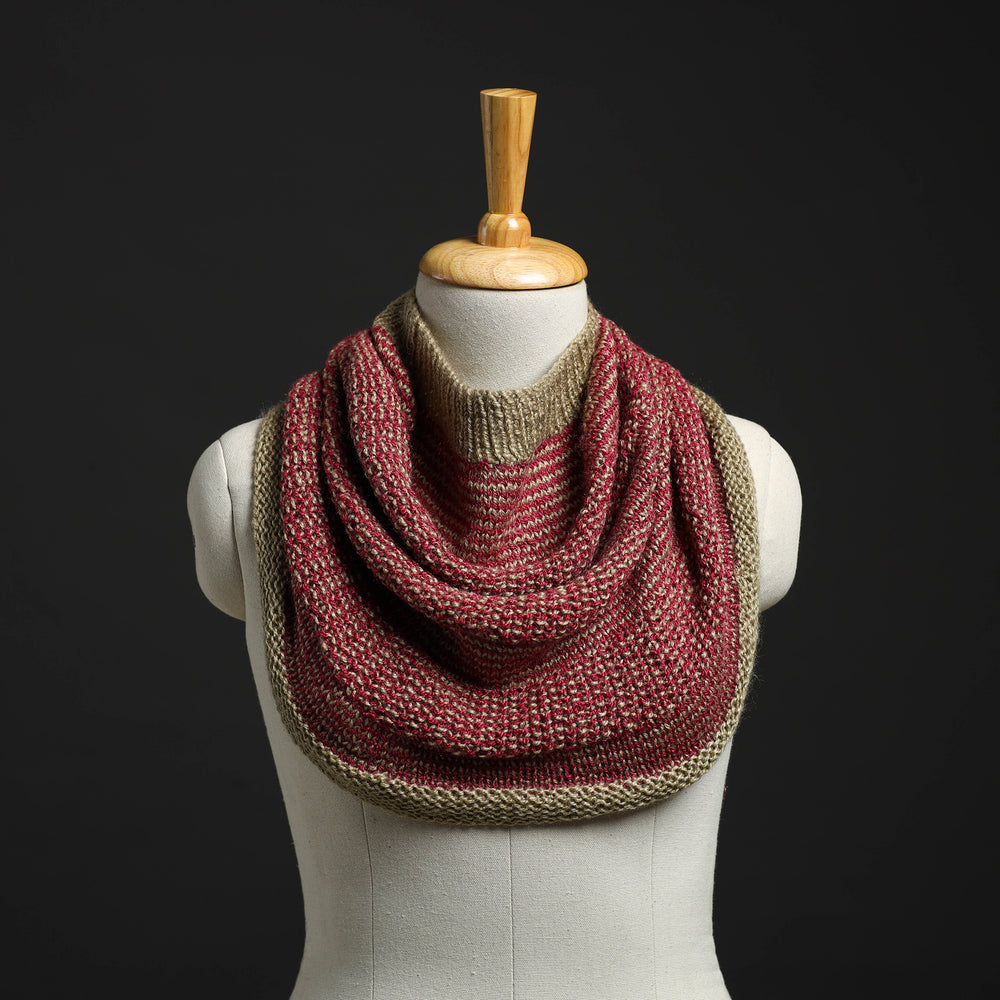 Maroon - Kumaun Hand Knitted Woolen Cowl 101