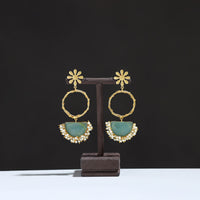 Golden Plated Seep Pearl & Onyx Natural Stone Earrings 03