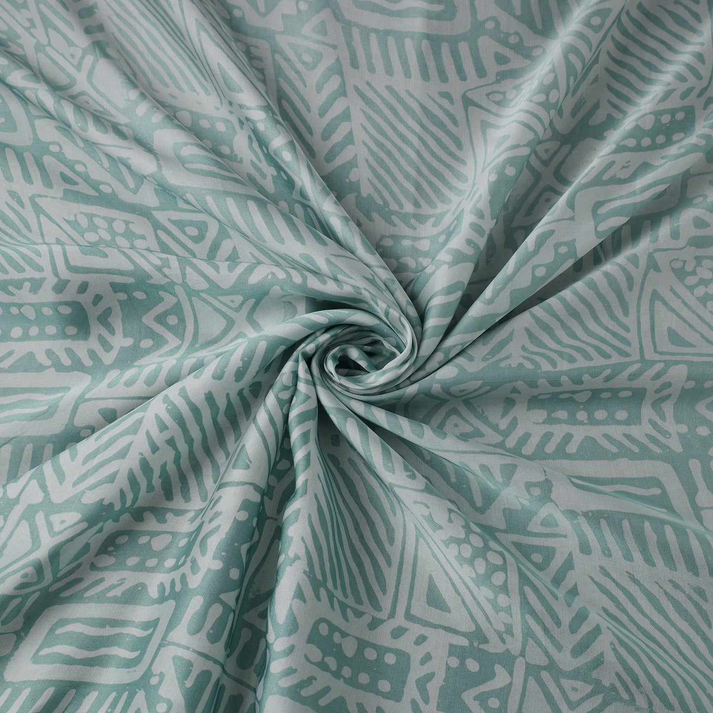 Green - kutch batik modal silk fabric 07 - handcrafted