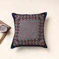 Blue Kutch Neran Hand Embroidery Silk Cushion Cover