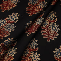 Black - Hand Block Printed Modal Silk Ajrakh Fabric 35