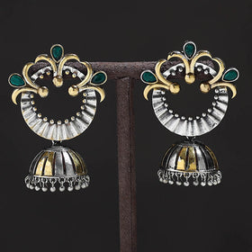 Multicolor - grey - oxidised dual tone stone gs jhumki