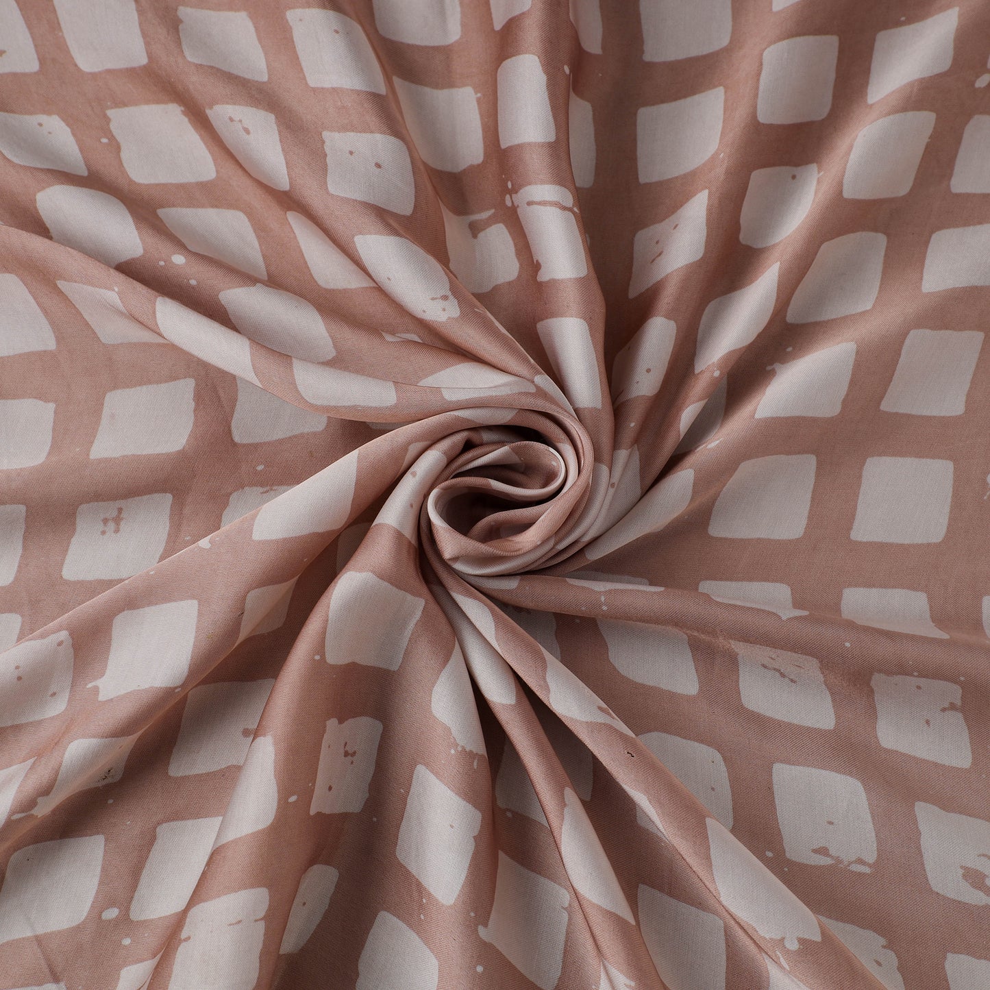 Brown - kutch batik modal silk fabric 05 - handcrafted