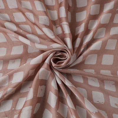 Brown - kutch batik modal silk fabric 05 - handcrafted